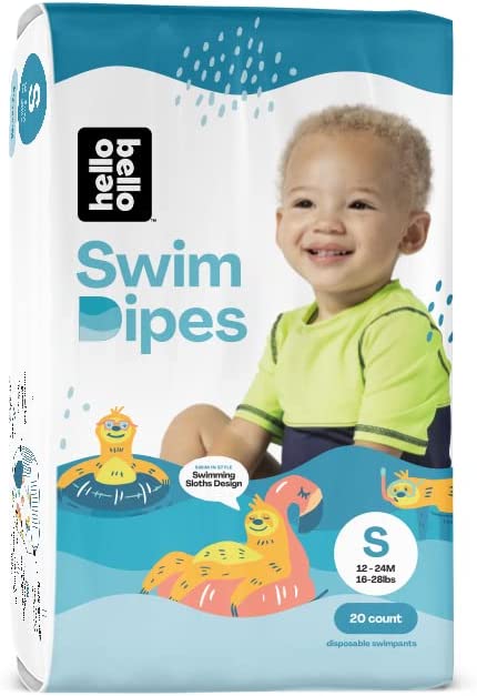 Hello Bello Premium Swim Baby Diapers Size 12-24M/Small I 20 Count of Disposeable, Hypoallergenic, and Eco-Friendly Swim Pants with Snug and Comfort Fit for Babies and Toddlers I Swimming Sloths