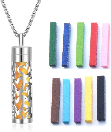 Scent Necklace for Men/women - Stainless Steel Vertical Bar Air Freshener Perfume Oil Diffuser Locket